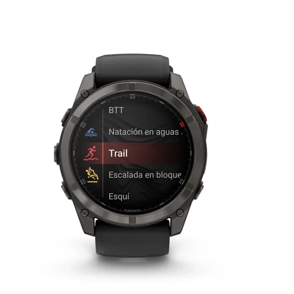 Garmin Fenix 8 Pro - 51mm Amoled Sapphire, Titanio con revestimiento de DLC con correa de silicona negra