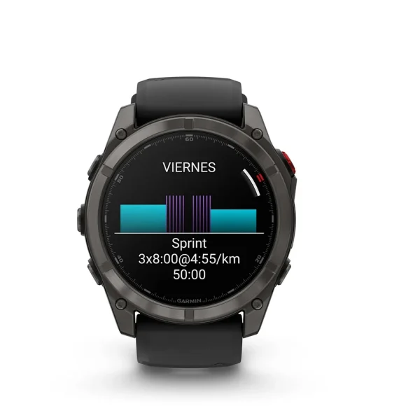 Garmin Fenix 8 Pro - 51mm Amoled Sapphire, Titanio con revestimiento de DLC con correa de silicona negra