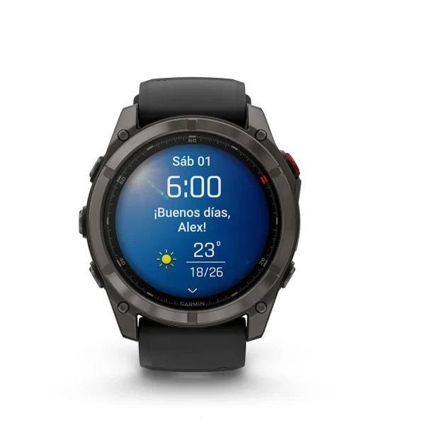 Garmin Fenix 8 Pro - 51mm Amoled Sapphire, Titanio con revestimiento de DLC con correa de silicona negra