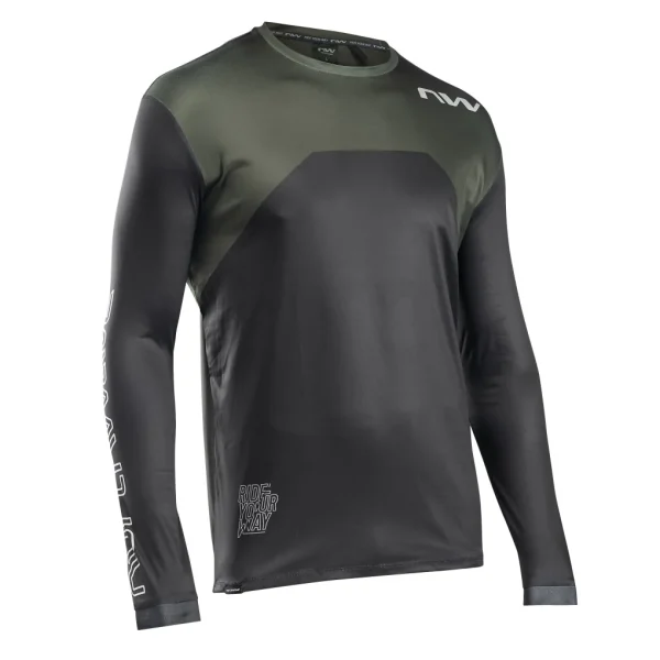 Maillot NORTHWAVE m/l SHARP Negro-Verde Forest