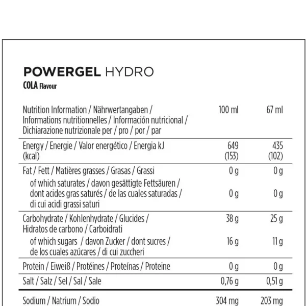 PowerBar PowerGel Hydro Cola Cafeína 24 unidades