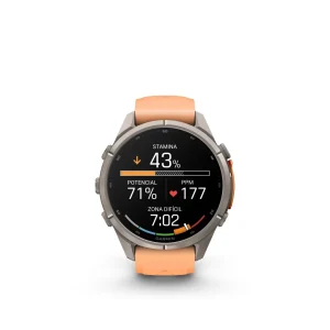 Garmin Fenix 9 Pro – inReach, 43mm Amoled Titanio correa silicona en salmón/naranja