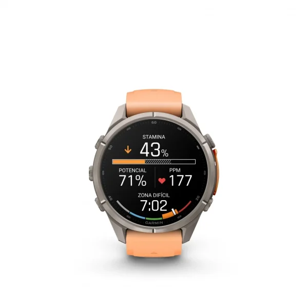 Garmin Fenix 9 Pro – inReach, 43mm Amoled Titanio correa silicona en salmón/naranja