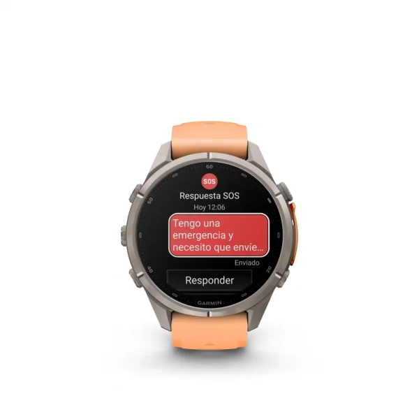 Garmin Fenix 9 Pro – inReach, 43mm Amoled Titanio correa silicona en salmón/naranja